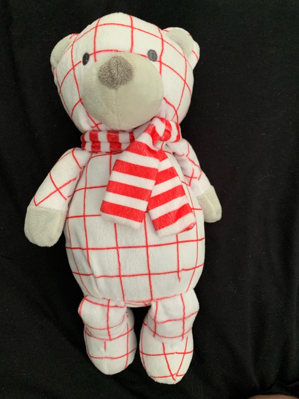 Manhattan Toy Merry Teddy Bear Red White Pattern Scarf Stuffed Plush Lovey